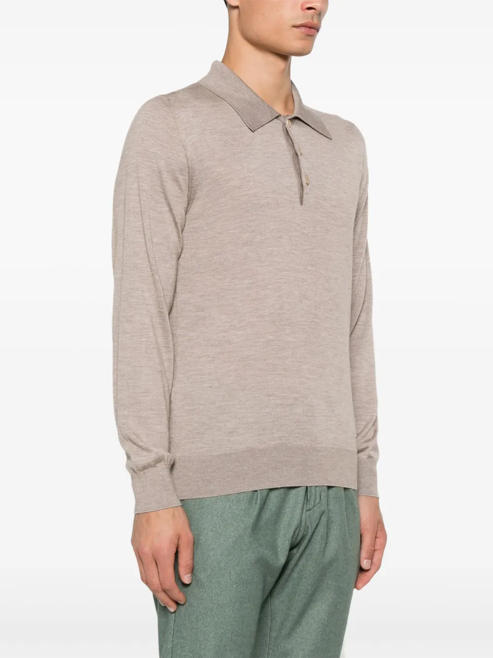 Brioni Fijngebreid poloshirt Beige