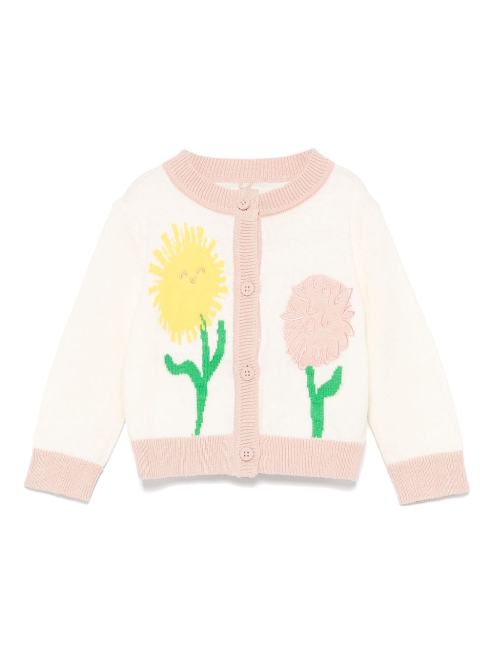 Stella McCartney Kids Cardigan con ricamo a fiori - Toni neutri