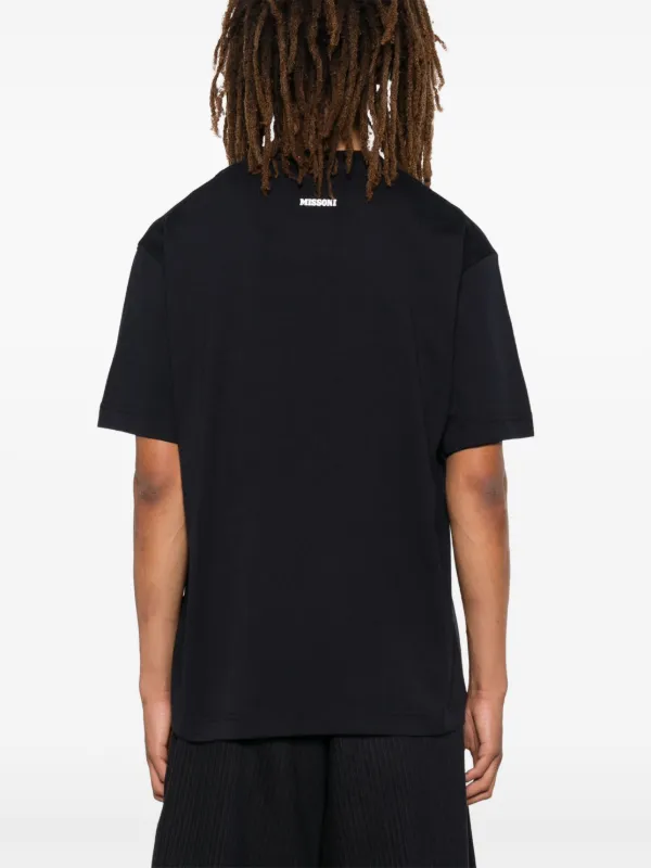 Missoni Zig Zag Embroidered Cotton T-shirt | Blue | FARFETCH