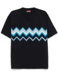 Missoni zig zag embroidered cotton T-shirt - Blue