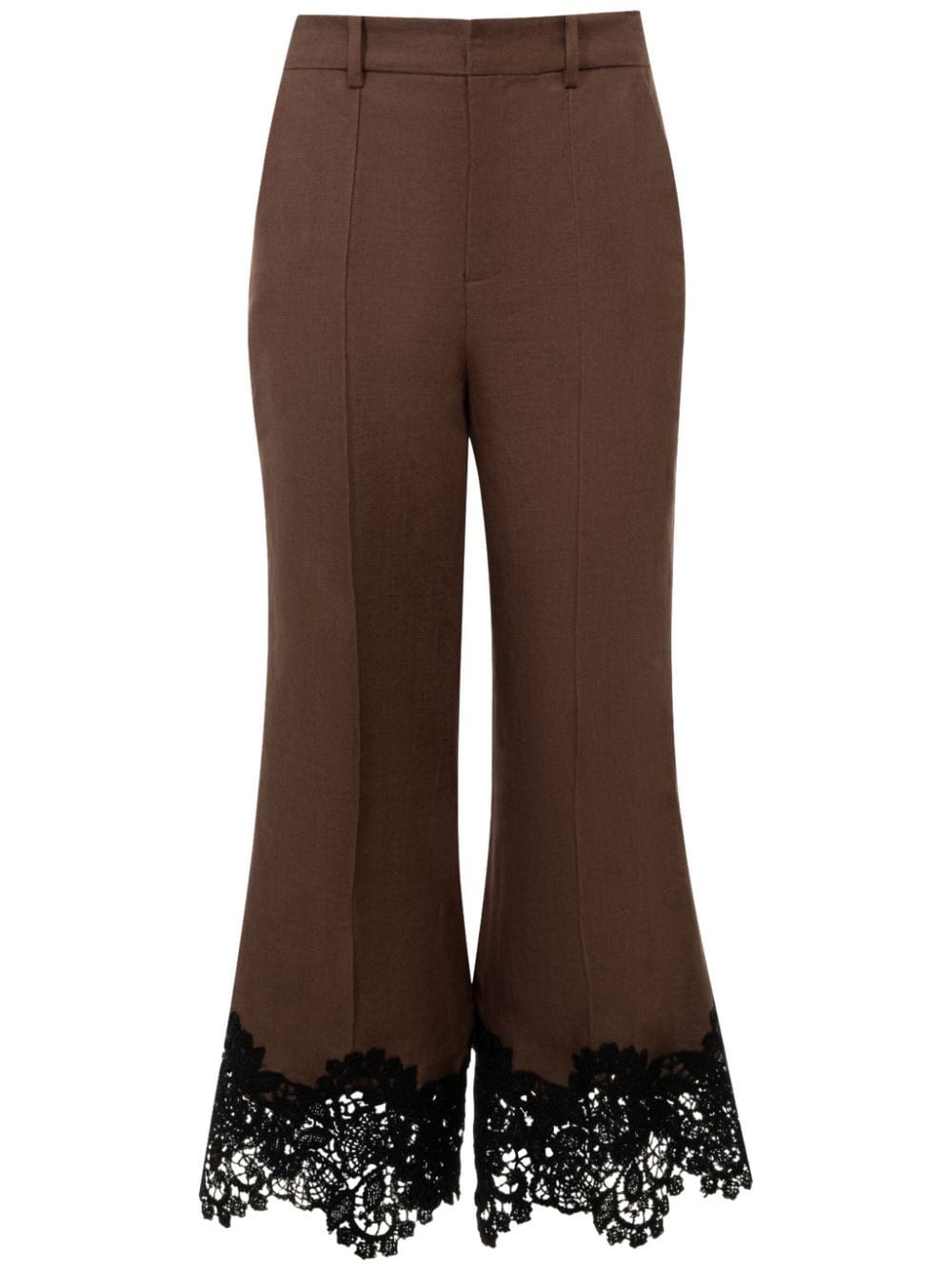 Rosie Assoulin lace-panelled flared trousers - Brown