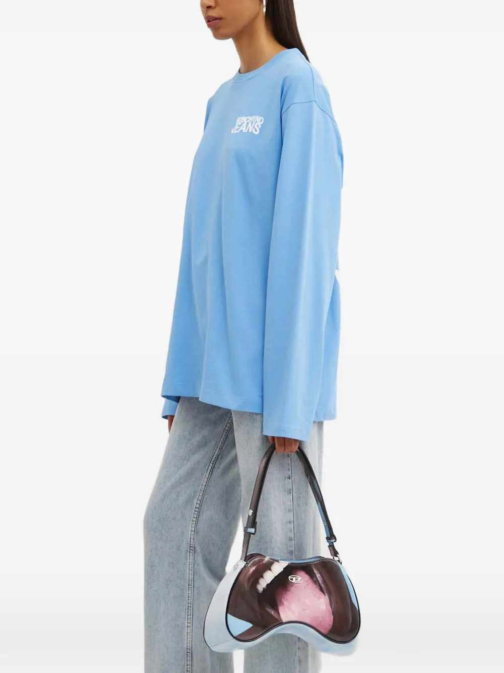 MOSCHINO JEANS long-sleeved logo-detail top - Blau