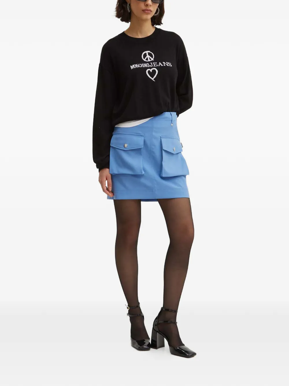 MOSCHINO JEANS Trui met hartdetail en lange mouwen Zwart