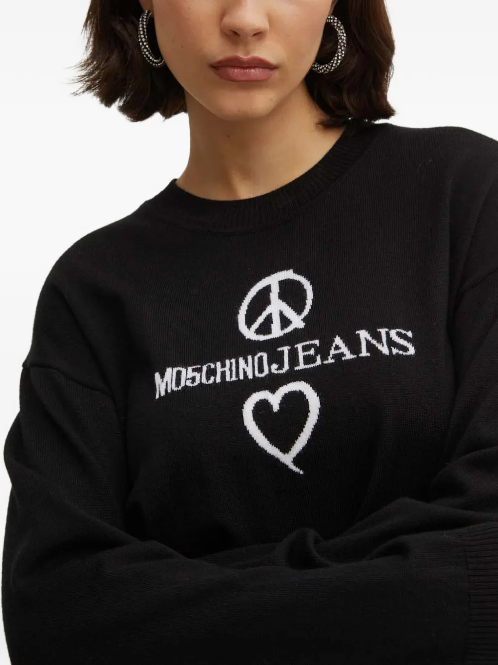 MOSCHINO JEANS Trui met hartdetail en lange mouwen Zwart