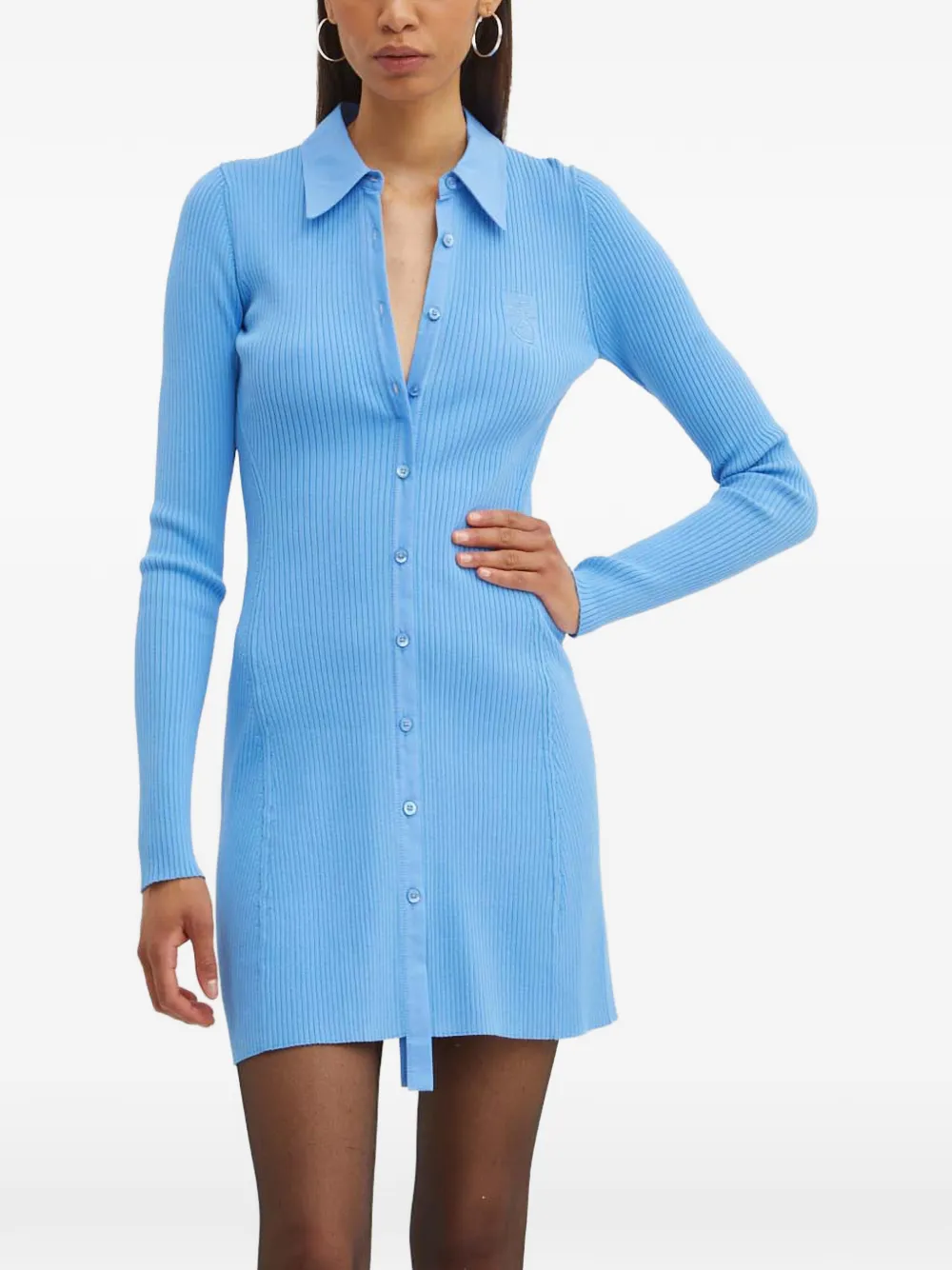 MOSCHINO JEANS ribbed buttoned mini dress - Blu