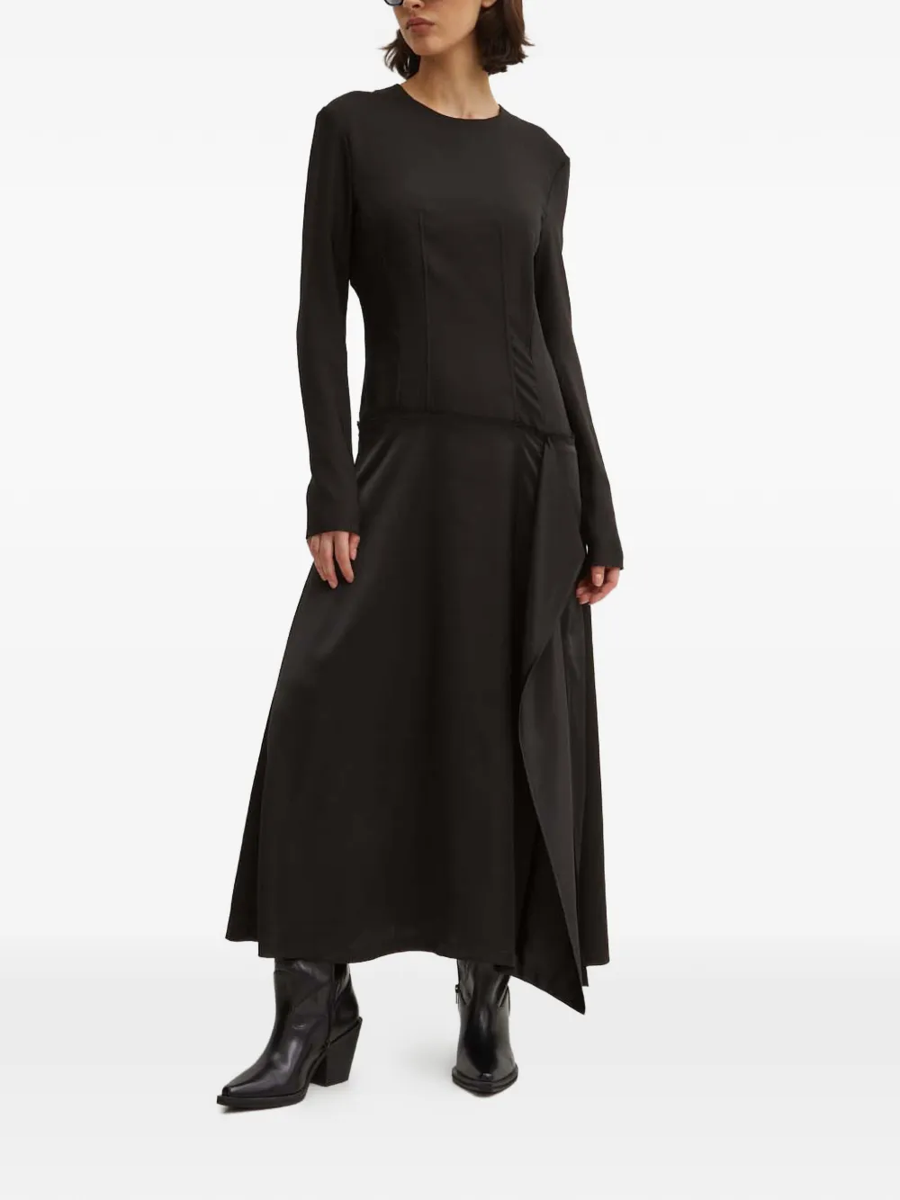 MOSCHINO JEANS long-sleeve split midi dress - Zwart