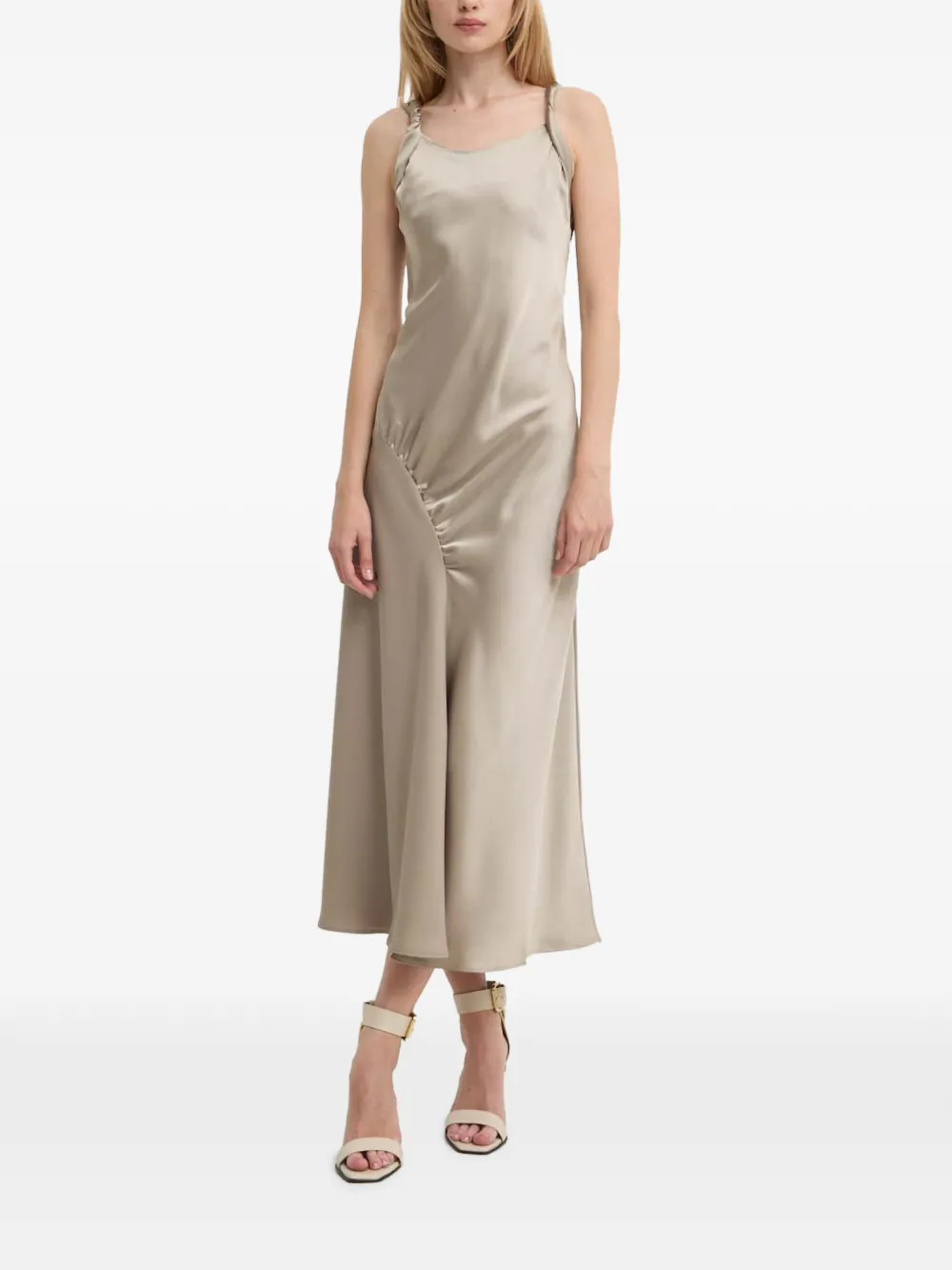 MOSCHINO JEANS cut-out gathered dress - Toni neutri