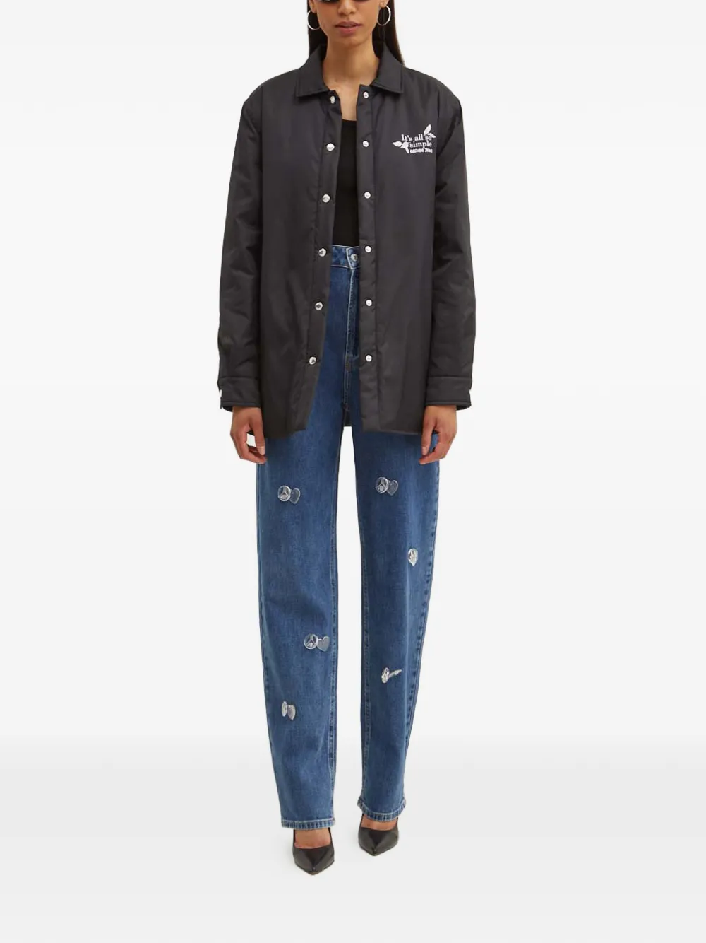  Moschino Jeans Printed Jacket - Black 