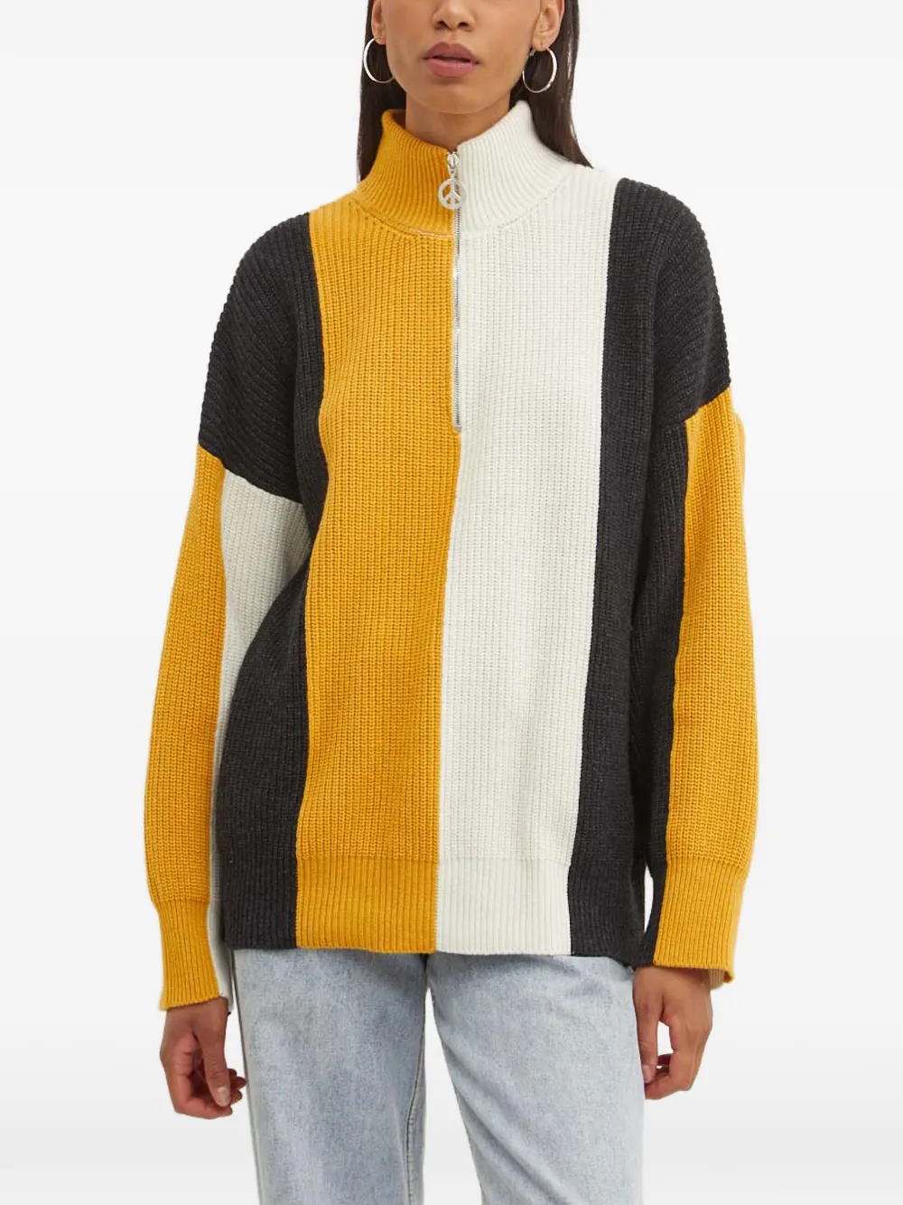 MOSCHINO JEANS stripe zip knitwear - Giallo