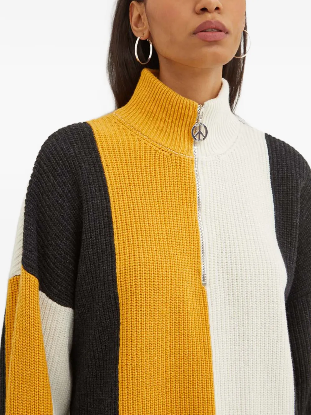 MOSCHINO JEANS Gestreepte trui met rits Geel