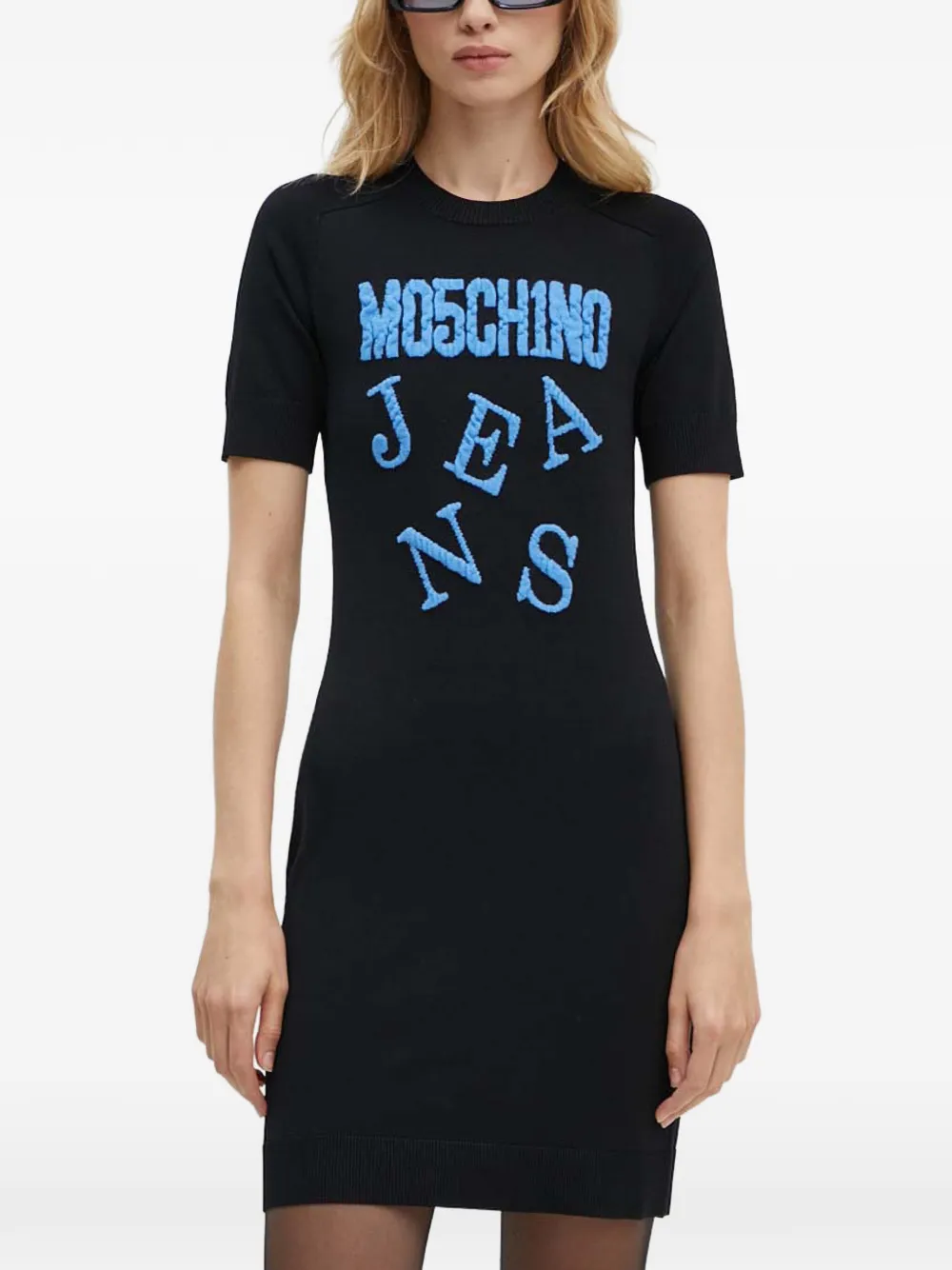 MOSCHINO JEANS short-sleeve lettering mini dress - Nero