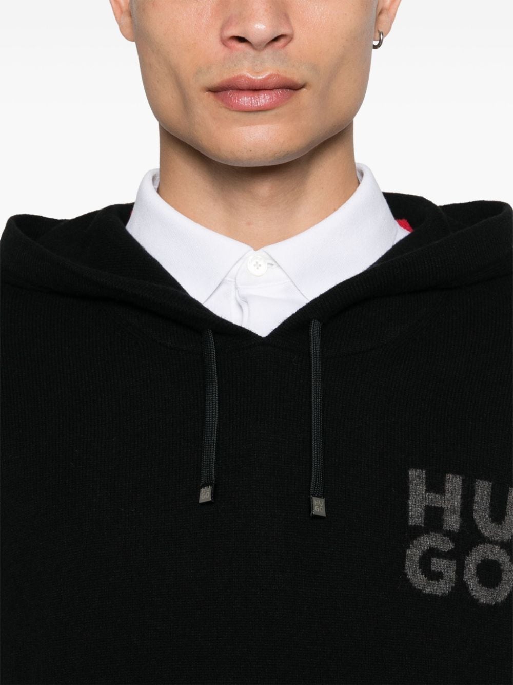 Shop Hugo Boss Intarsia-logo Sweater In Black