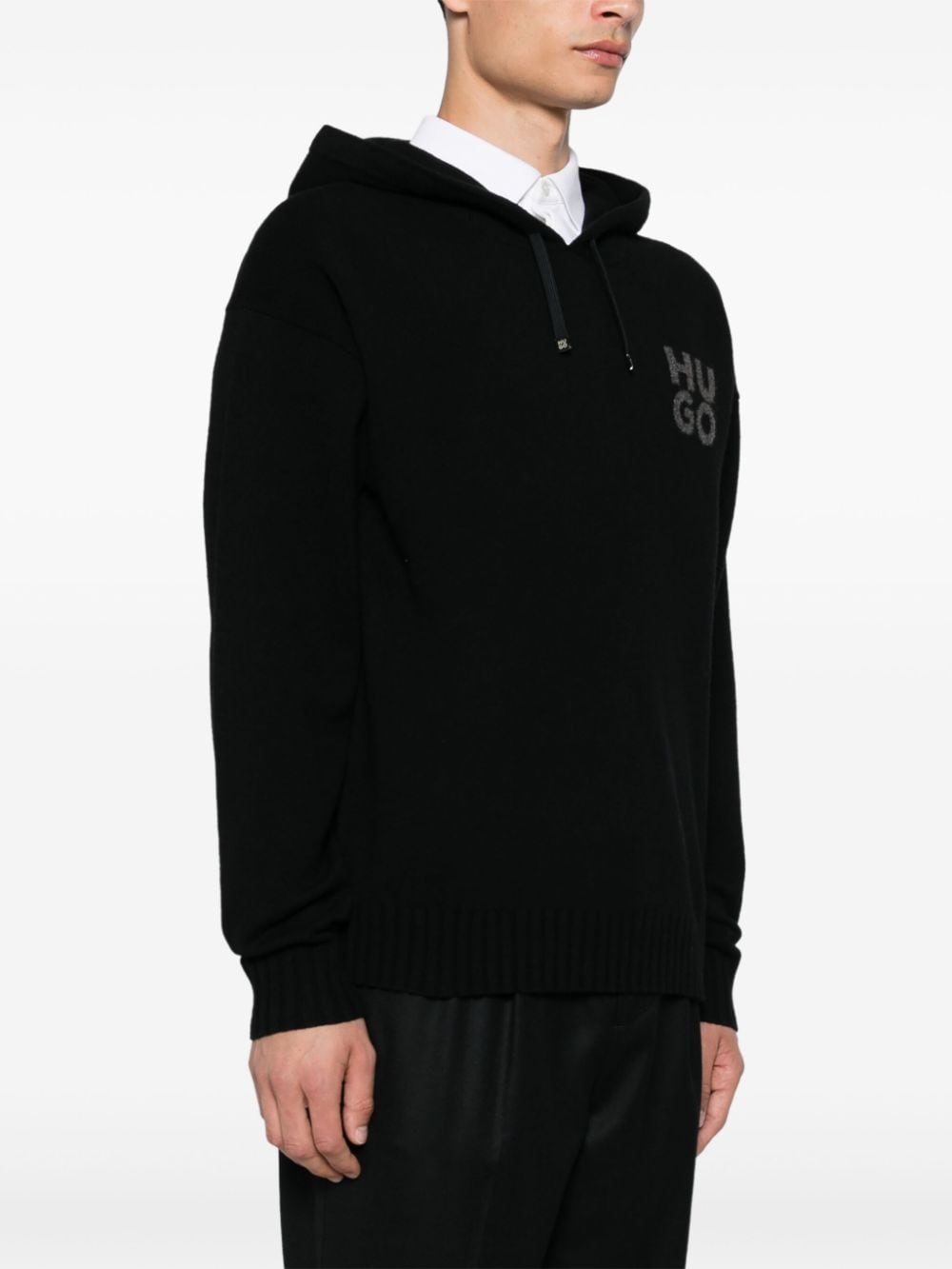 Shop Hugo Boss Intarsia-logo Sweater In Black