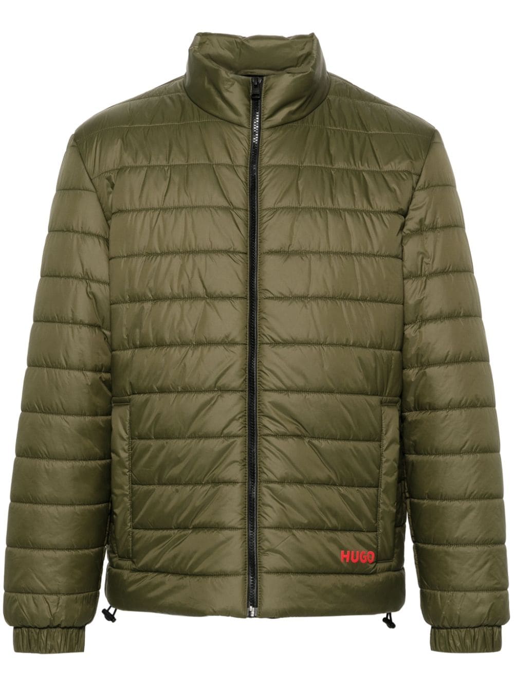 Shop Hugo Boss Logo-print Padded Jacket In Green