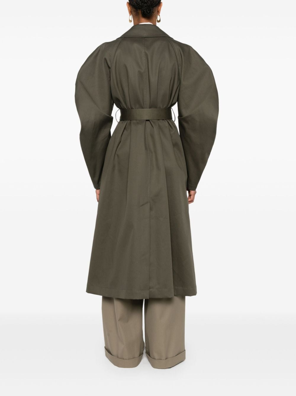 Shop Loewe Belted Trench Coat In Green