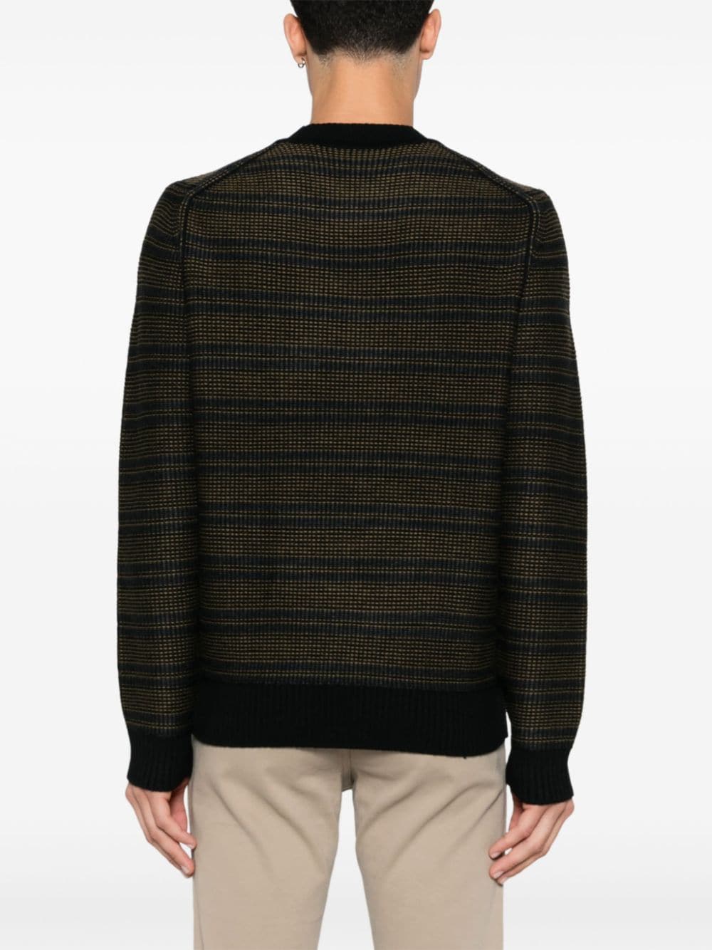 Shop Hugo Boss Striped Sweater In Green