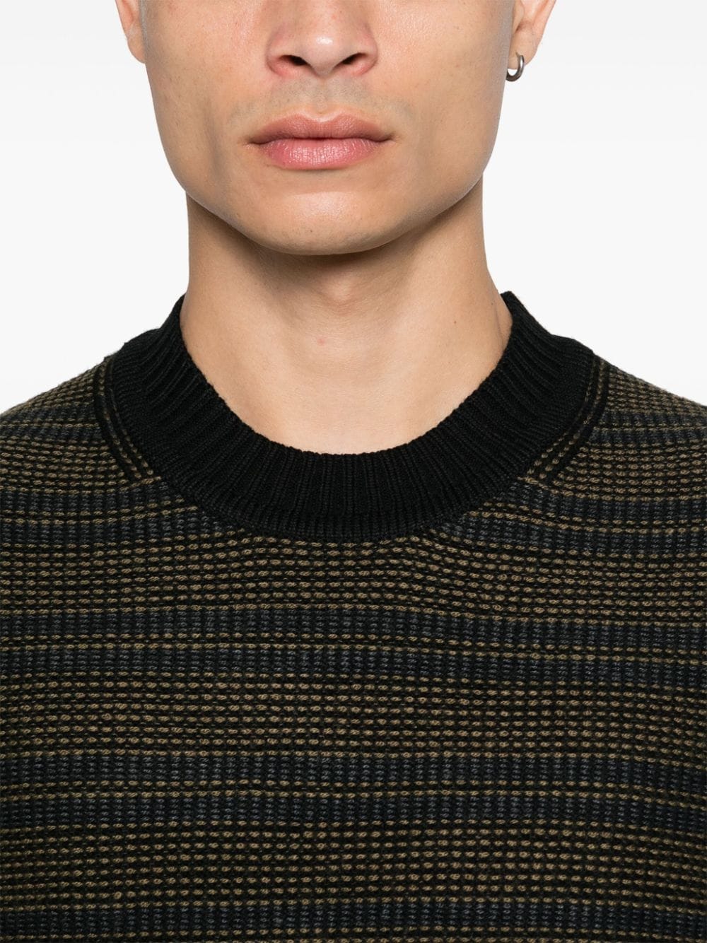 Shop Hugo Boss Striped Sweater In Green