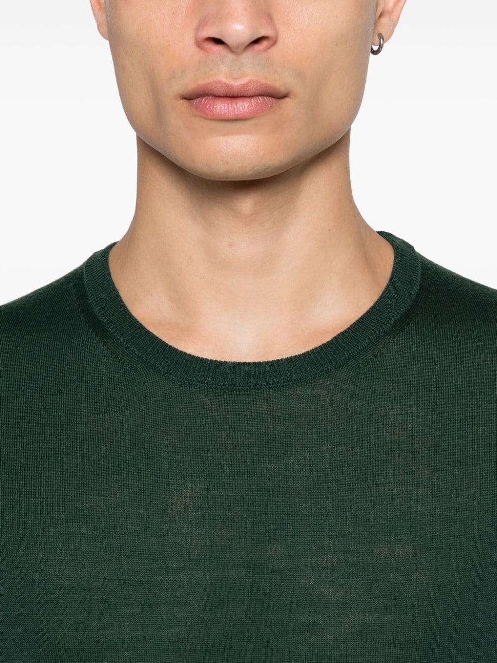 Shop Hugo Boss Crew-neck Virgin-wool Sweater In Green