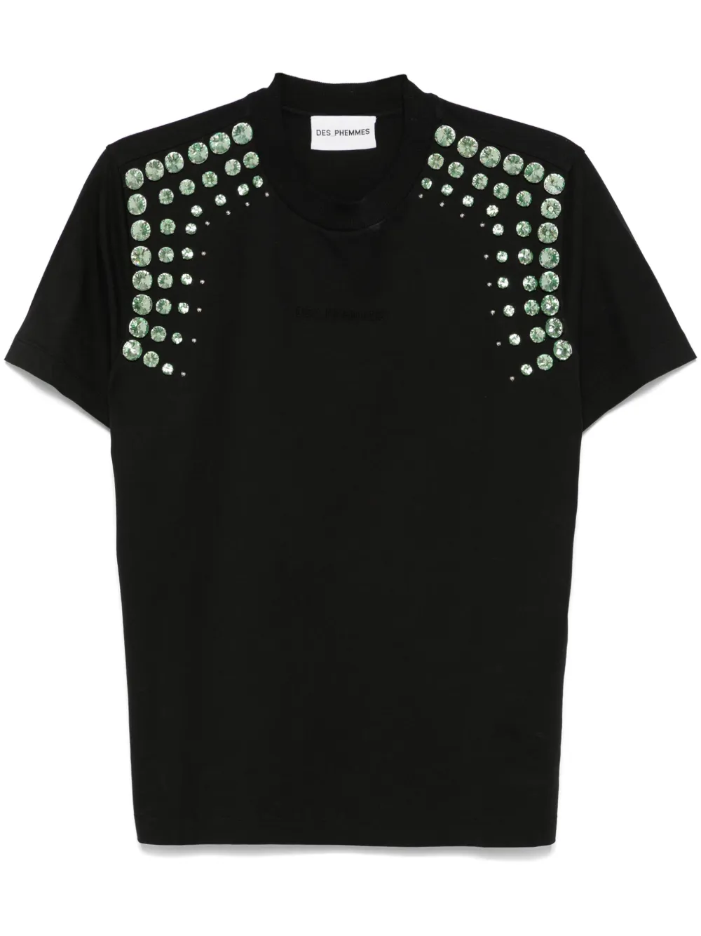 DES PHEMMES T-shirt con decorazione di cristalli - Nero