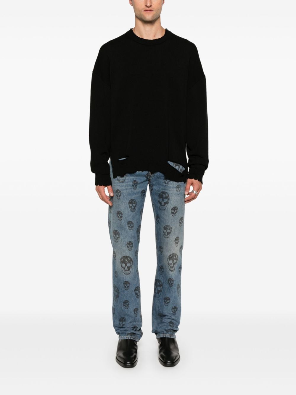 Alexander McQueen skull-print jeans - Blauw