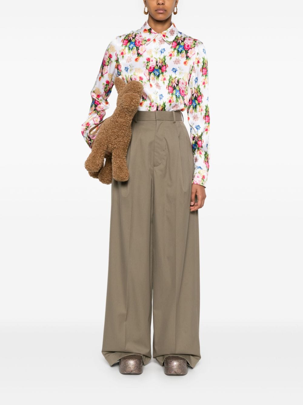 Shop Loewe Palazzo Trousers In Brown