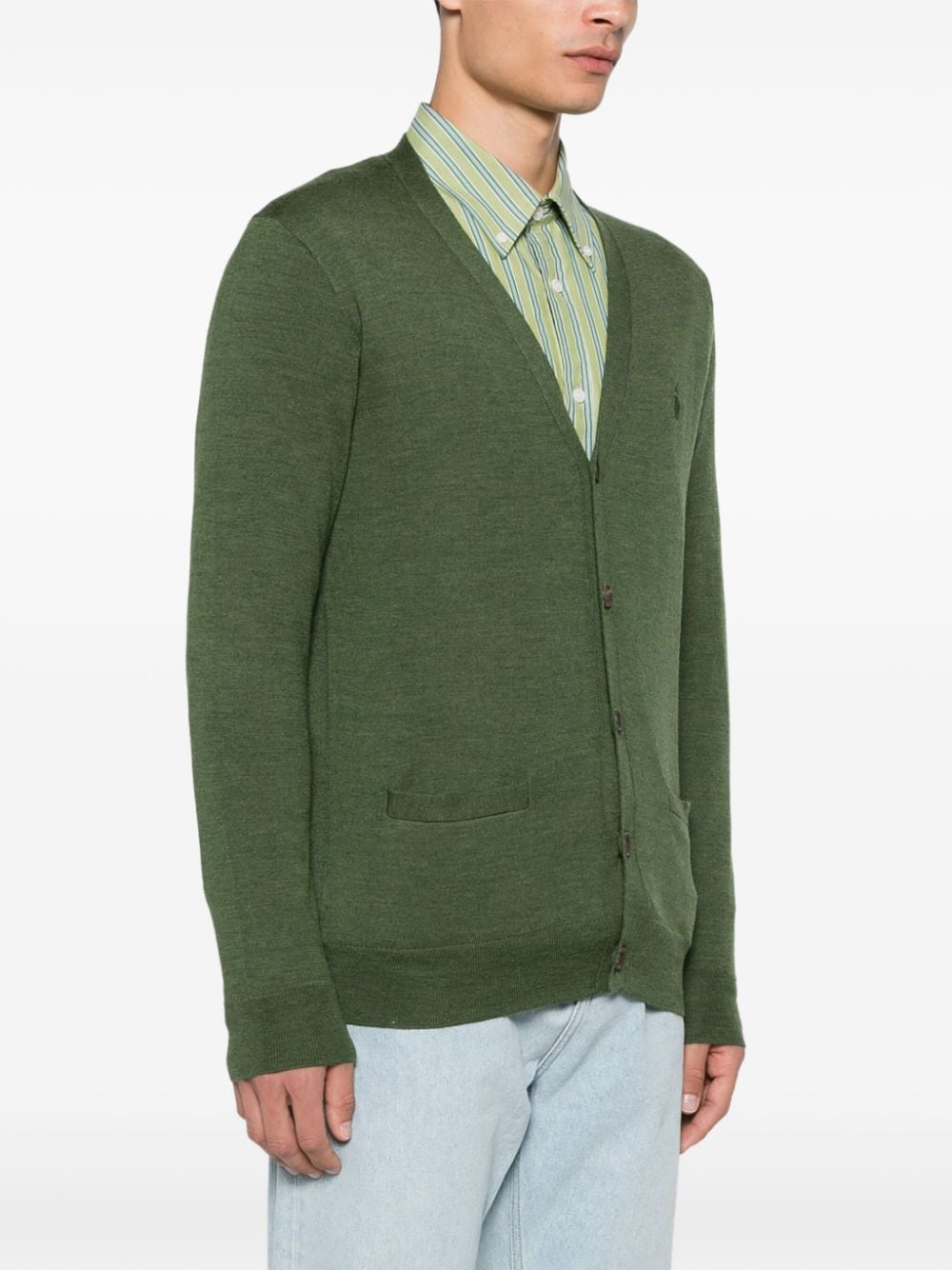 Shop Polo Ralph Lauren Wool Cardigan In Green