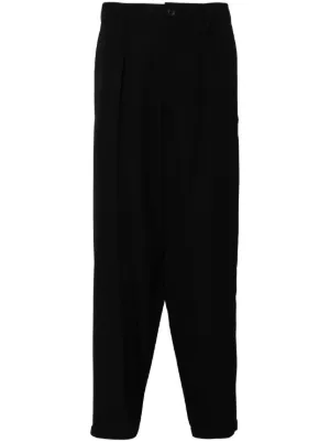 Yohji Yamamoto Wool wide-leg Trousers | Black | FARFETCH