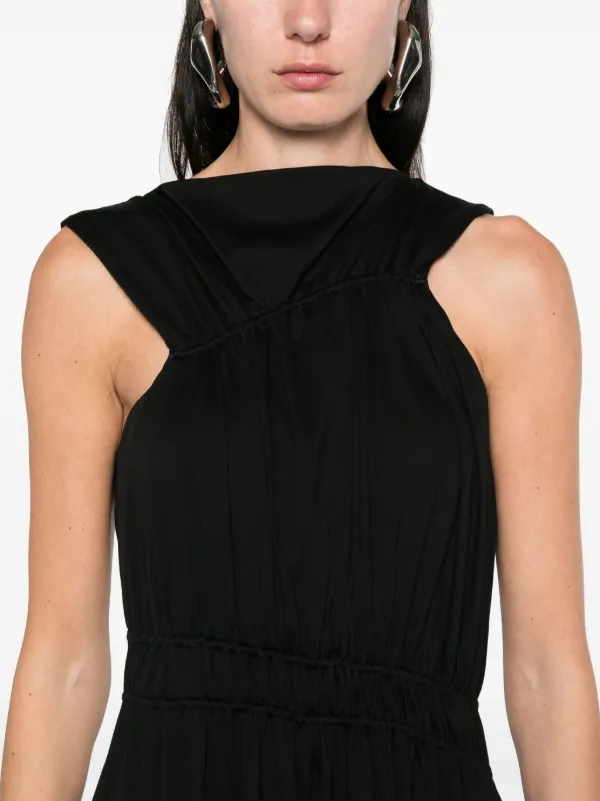 Alexander McQueen Asymmetric Gathered Dress | Black | FARFETCH