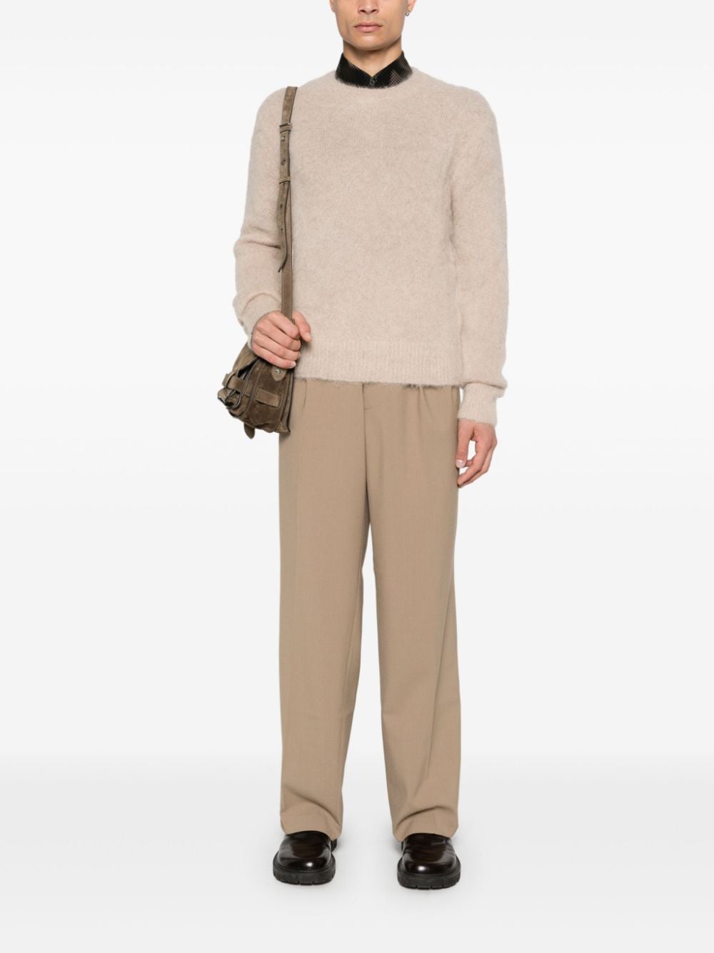 Shop Ami Alexandre Mattiussi Brushed Jumper In Brown