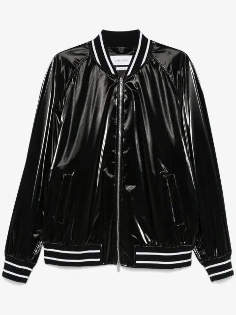 Alexander McQueen striped-trim bomber jacket