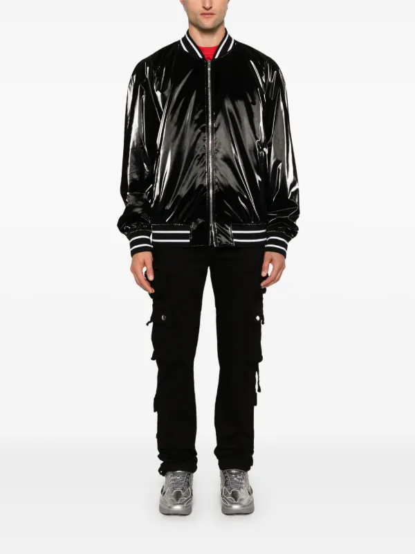 Alexander McQueen ストライプトリム ボンバージャケット | ブラック 