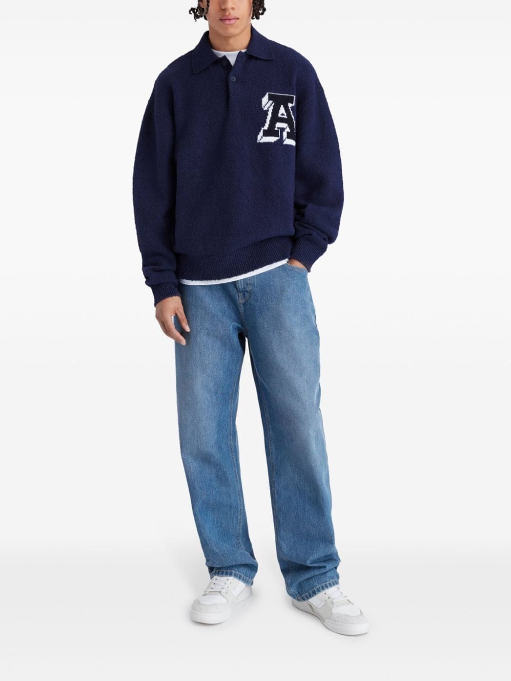 Shop Axel Arigato Team Polo Sweater In Blau