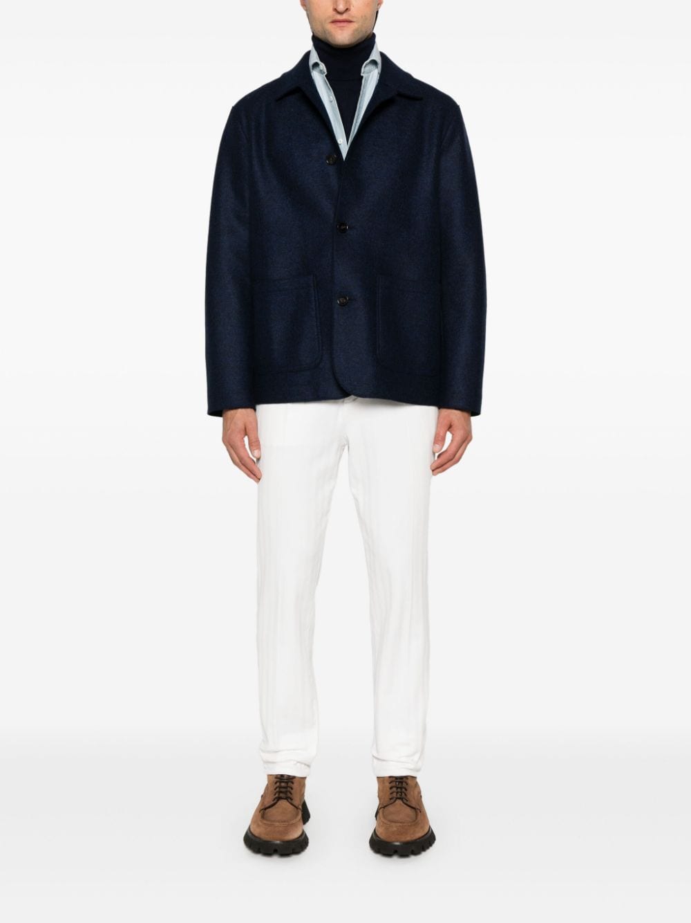 Shop Harris Wharf London Wool Jacket In Blau