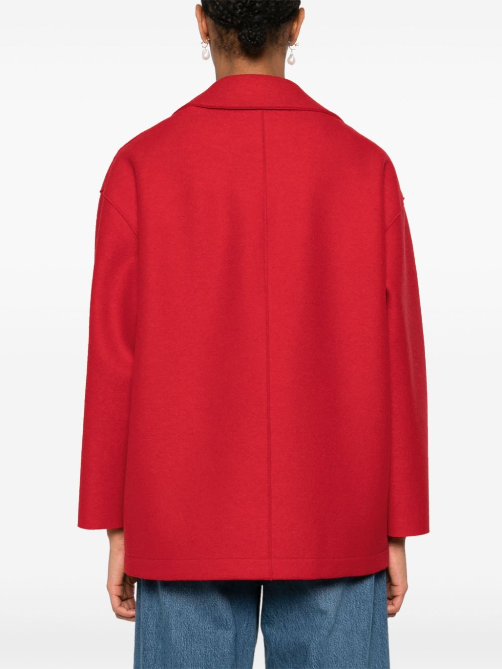 Shop Harris Wharf London Drop-shoulder Virgin Wool Coat In Red