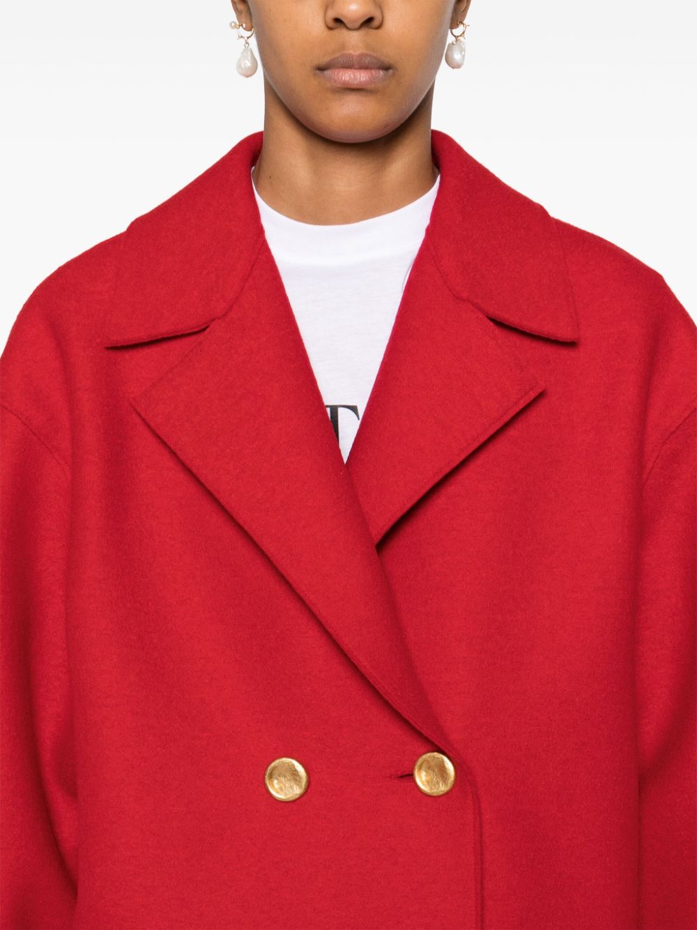 Shop Harris Wharf London Drop-shoulder Virgin Wool Coat In Red