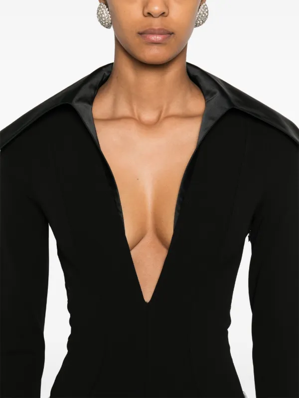 最も完璧な | Bodysuit Collar Satin Spiky Mugler Black FARFETCH | サロペット・オーバーオール・オールインワン