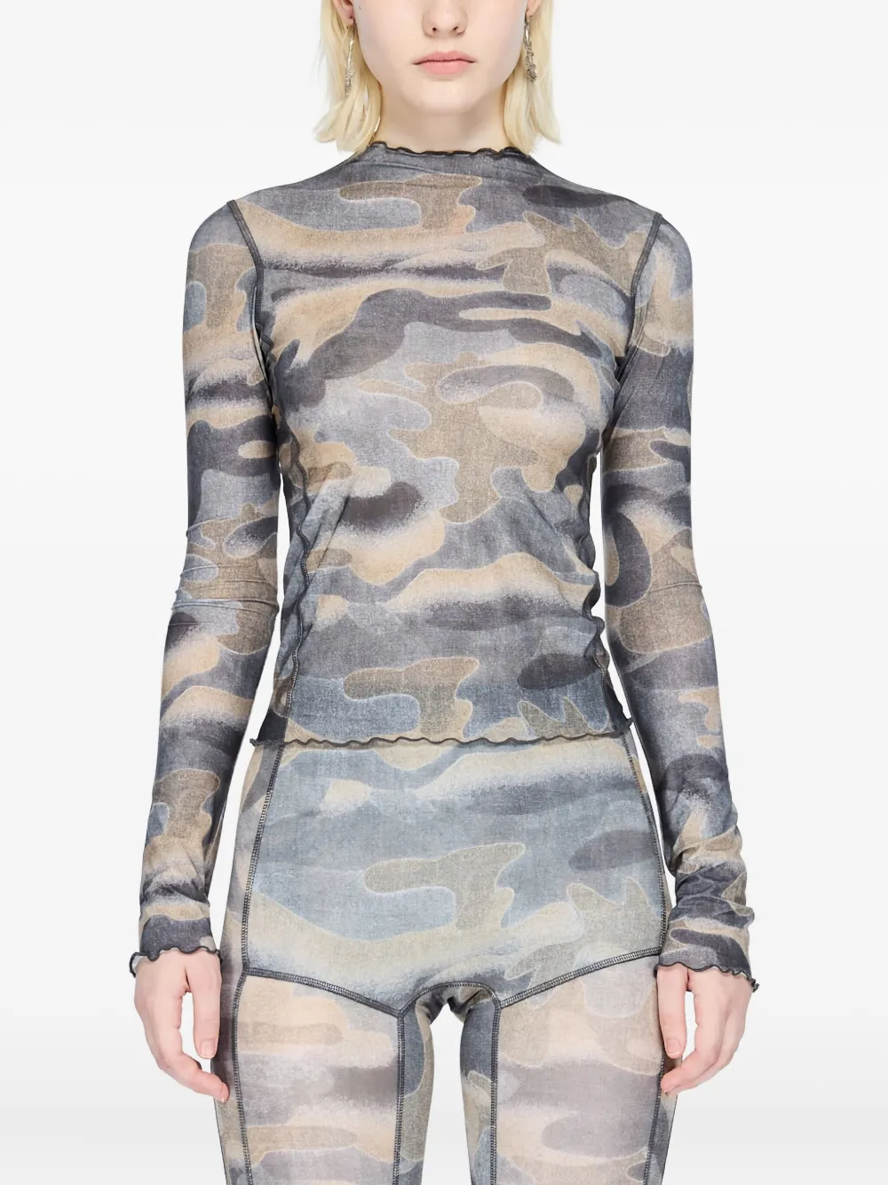 KNWLS Top met camouflageprint - Groen