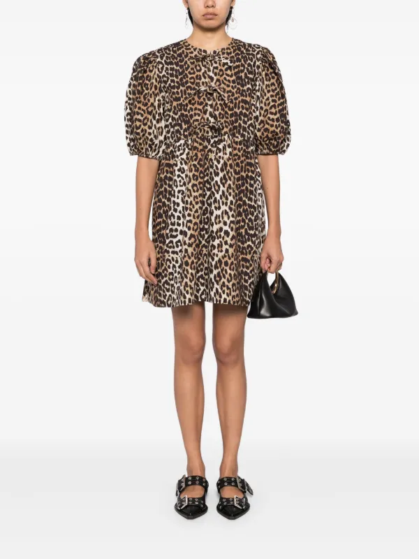 【送料&関税込】Ganni Leopard Mini Dress Leopard Mini Dress | GANNI US