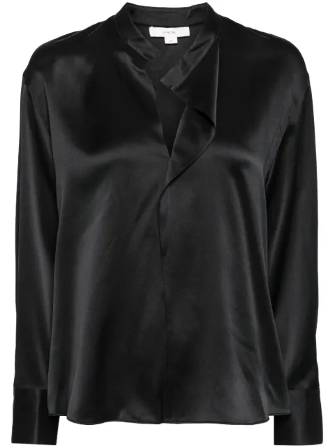 Vince blusa de seda con diseño drapeado