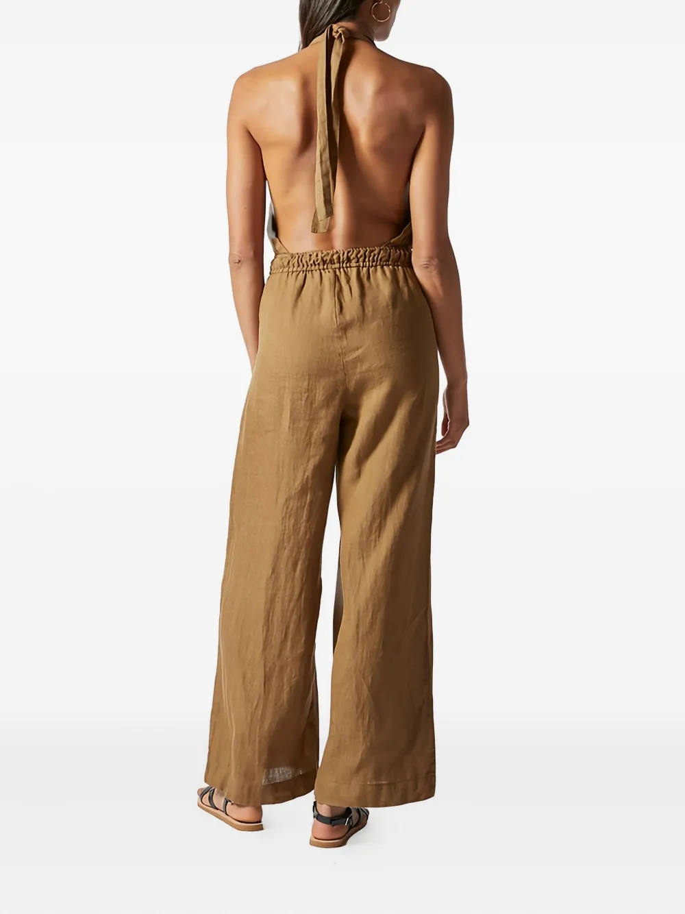 Casa raki halterneck linen jumpsuit - Bruin