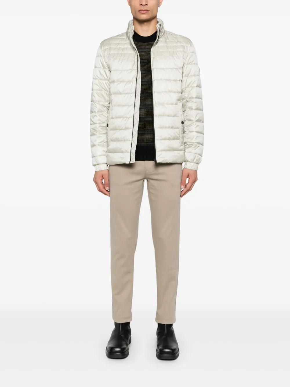 BOSS Gewatteerd jack met logopatch - Beige