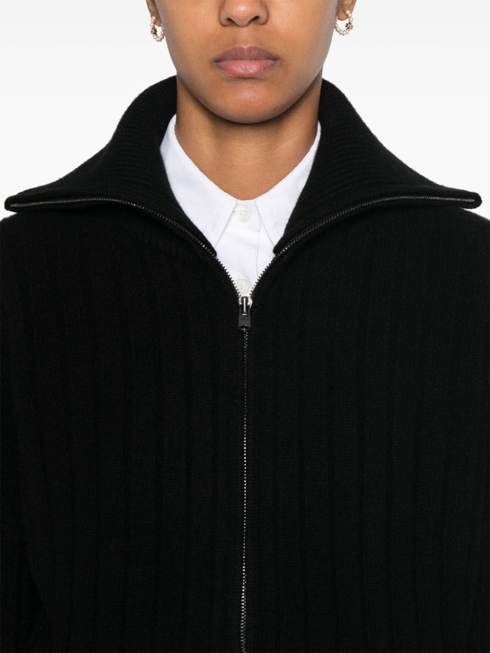 Shop Odeeh Ribbed Cardigan In Black