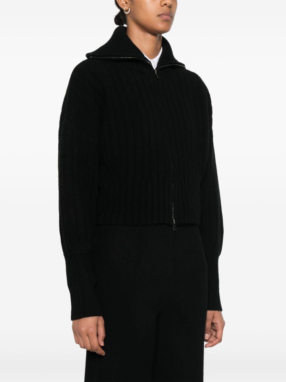 Shop Odeeh Ribbed Cardigan In Black