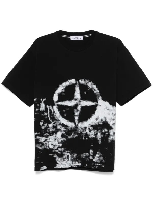 Stone Island Compass print T shirt Black FARFETCH UK