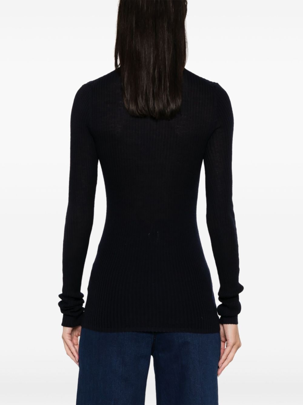 Shop Tibi Ribbed-knit Sweater In Blue