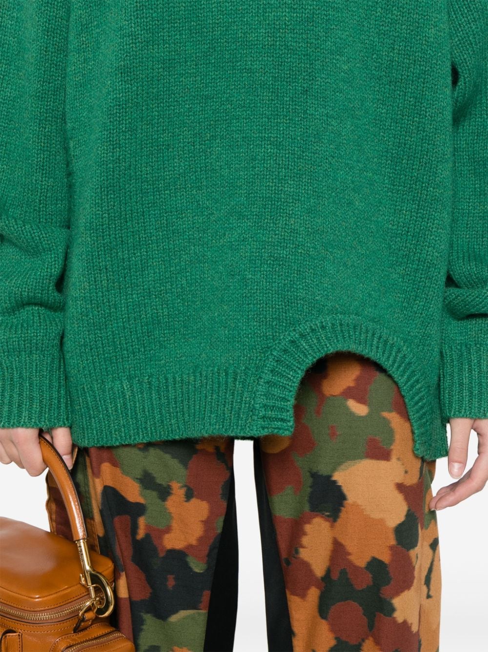 Shop Tibi Cut-out Wool Sweater In Green