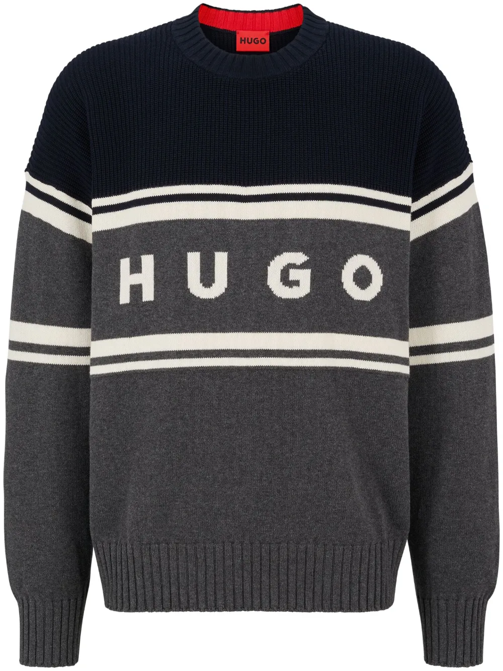 HUGO Suéter de tricô com padronagem logo | Cinza | Image 1
