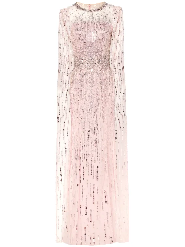 Jenny Packham Lux sequin-embellished Gown Pink FARFETCH JO