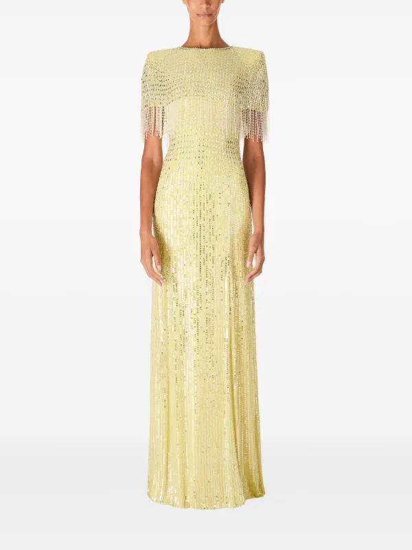 Jenny Packham Lyla sequin-embellished Gown | Yellow | FARFETCH Jenny Packham Lyla sequin-embellished Gown | Yellow | FARFETCH