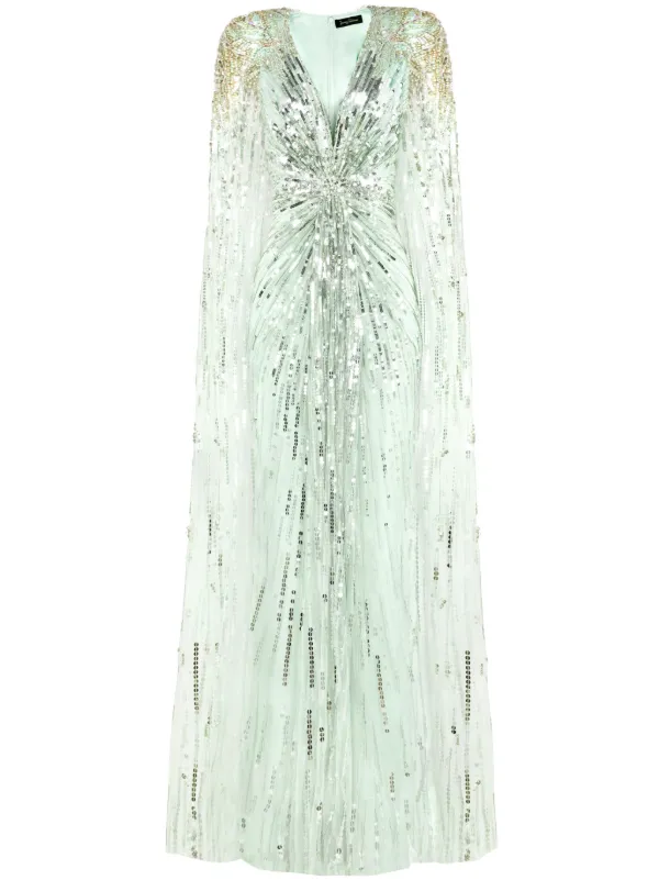Jenny Packham Gold Rush sequin-embellished Gown | Green | FARFETCH